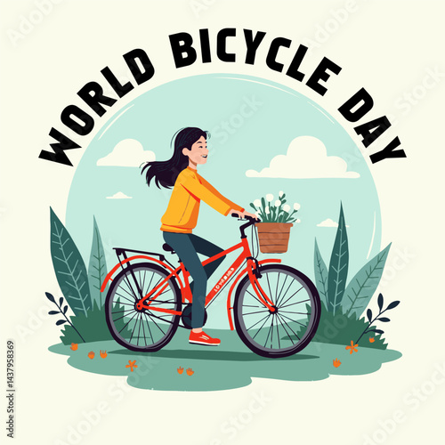 cyclist on the bike World Bicycle Day cyclist on a bicycle