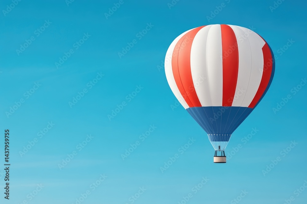 Fototapeta premium Hot air balloon floats against a clear sky
