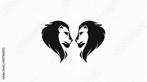 Two lions' heads forming heart, love, wildlife