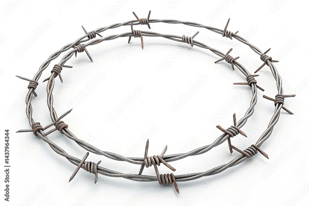 Barbed wire circle isolated on white background Barbed wire circle isolated on white background