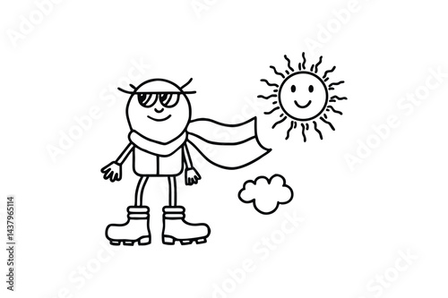 Weather Personified with Rain in Boots and Sun Wearing Sunglasses