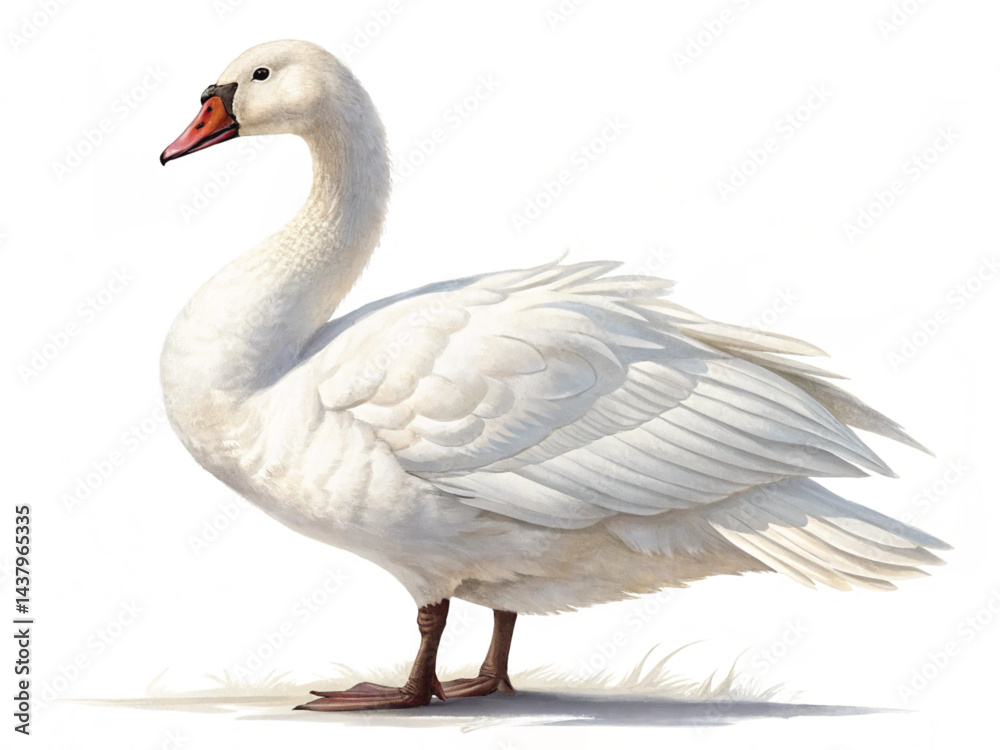 Obraz premium White domestic goose isolated on transparent with white background 