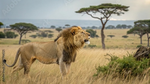 lion in the savannah