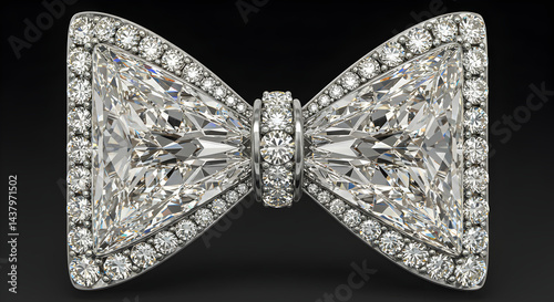 Luxury Diamond Bow Tie Pin Brooch For Formal Wear Accessory photo