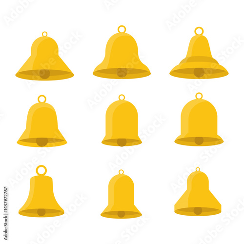 Collection of Nine Gold Bells in Various Silent Bell Designs