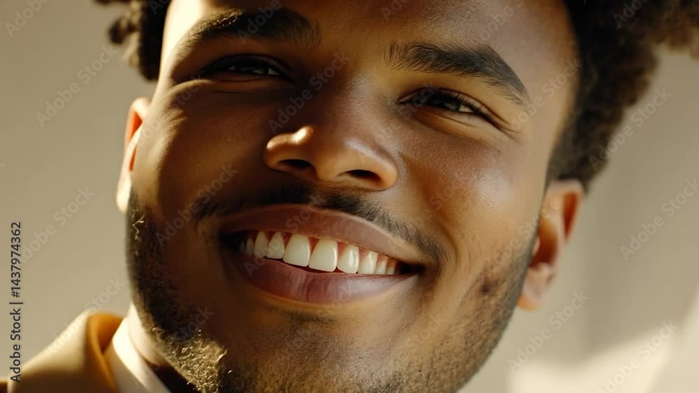 Joyful Man's Close-Up Smile