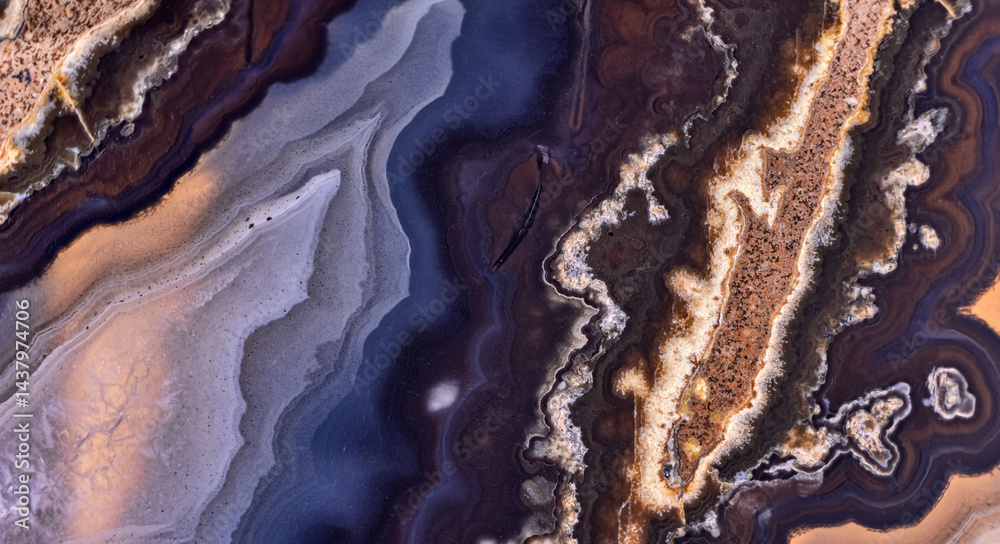 Obraz premium blue in brown and grey agate structure