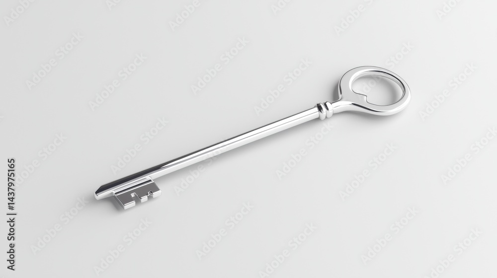 A shiny silver key with a pull tab. A shiny silver key with a pull tab.