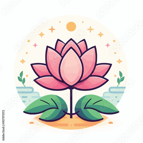 lotus, flower, beauty, vector, nature, floral, blossom, leaf, illustration, icon, plant, natural, meditation, bloom, petal, design, spa, isolated, art, flora, background, decoration, lily, pink, zen, 