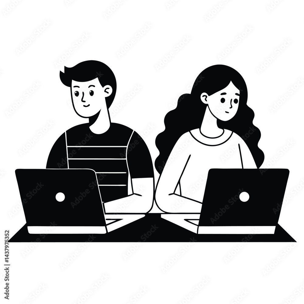 Freelancers working on laptops Freelancers working on laptops