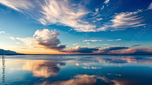 Magnificent Sunset Clouds Reflected on Calm Water