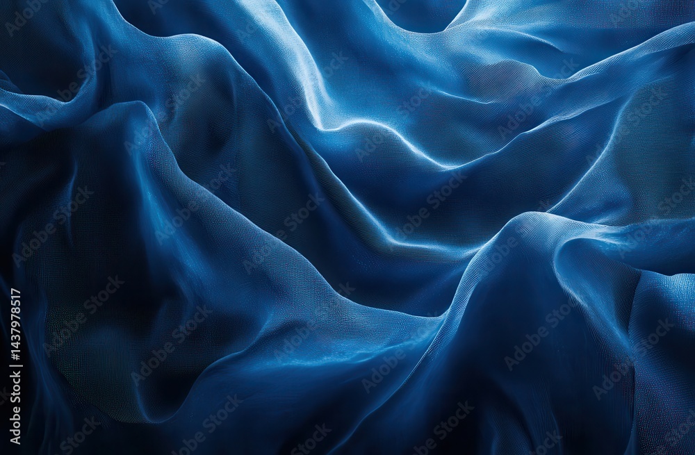 Obraz premium Deep blue flowing fabric drapes