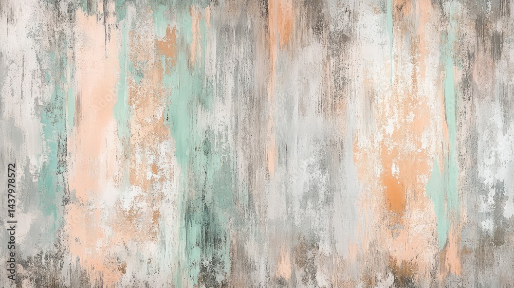 Fototapeta premium Soft watercolor texture in dusty peach and faded turquoise for serene background designs
