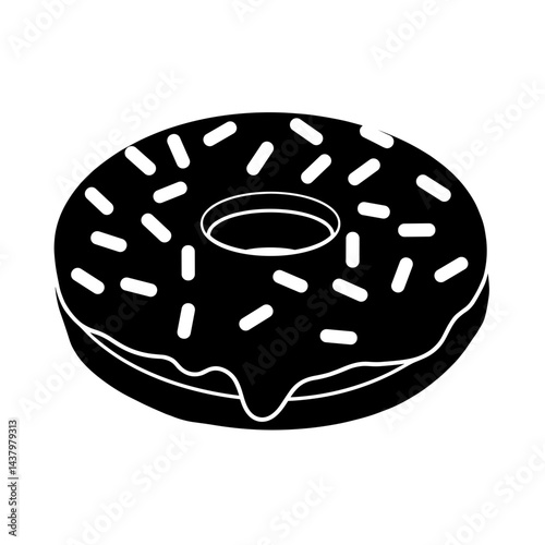 Silhouette of glazed donut with colorful sprinkles, National Donut Day