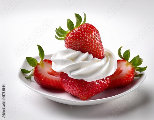 strawberry with whipped cream or white background