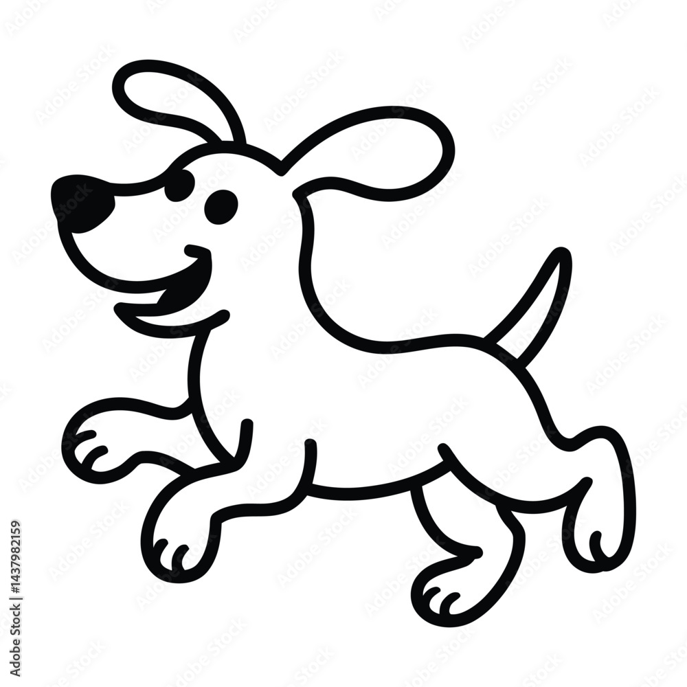 Fototapeta premium Minimal Line Art Doodle funny, Silhouette, Vector, Icon, Logo, White Background.