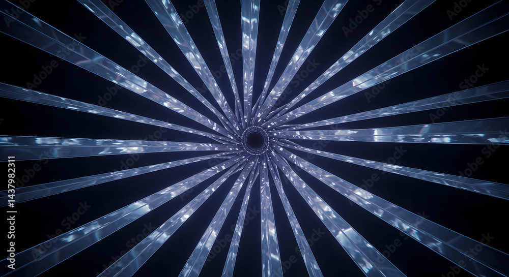 Obraz premium Abstract Radiating Crystal Forms Emanating From Black Void Into Dark Infinity