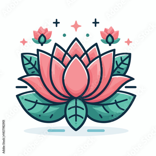 lotus, flower, beauty, vector, nature, floral, blossom, leaf, illustration, icon, plant, natural, meditation, bloom, petal, design, spa, isolated, art, flora, background, decoration, lily, pink, zen, 