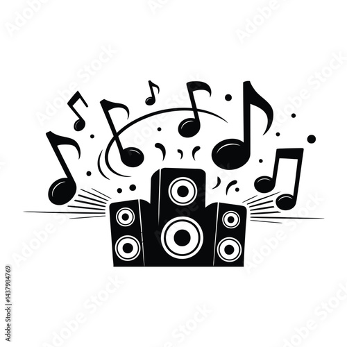 Music Festival Doodle funny, Silhouette, Vector, Icon, Logo, White Background.