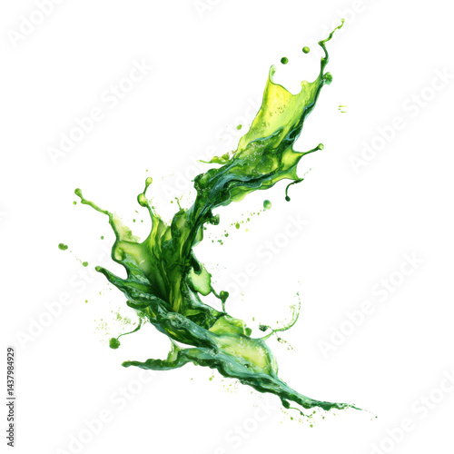 Green liquid splash isolated on transparent PNG background