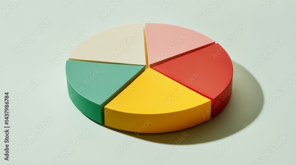 Obraz premium Neat D pie chart design with muted primary colors and surface texture