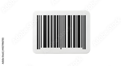 A barcode sticker with vertical black lines on a white background isolated on black surface  transparent background, white background. isolated on transparent background, png, jpeg, jpg,