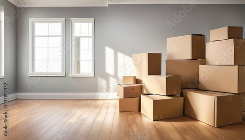 empty room with boxes moving house
