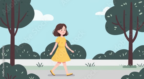 girl in park illustration