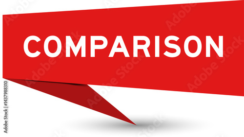 Redcolor speech banner with word comparison on white background