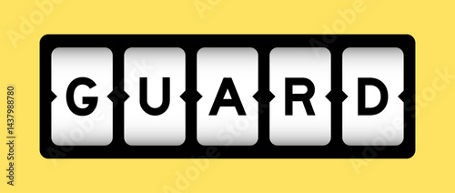 Black color in word guard on slot banner with yellow color background