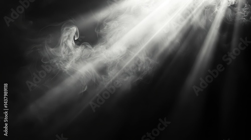 Dramatic light beams through smoky haze
