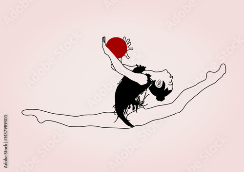 girl performing artistic or rhythmic gymnastics with the ball