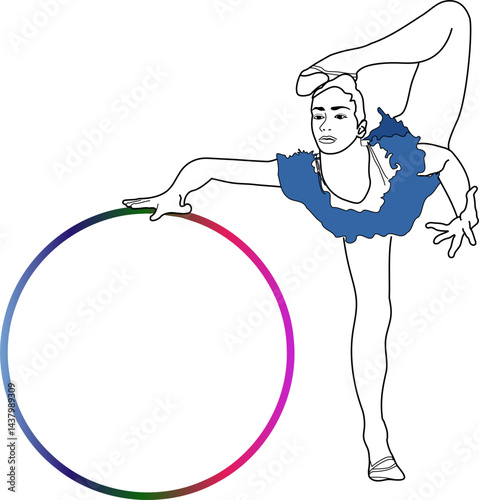 girl performing artistic or rhythmic gymnastics with the hoop illustration