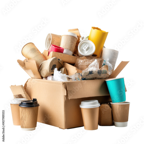 Receptacle filled trash isolated on transparent PNG background