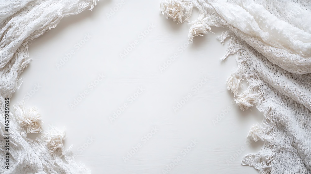 Obraz premium White fabric frame with flat lay.