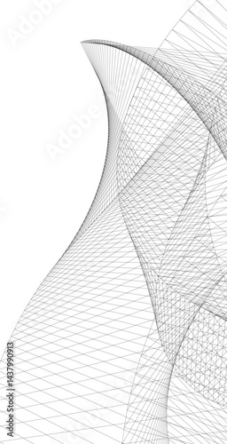 Abstract architectural drawing 3d illustration