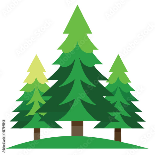 Spruce trees icon set isolated on white background