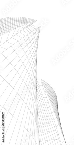 Abstract architectural drawing 3d illustration