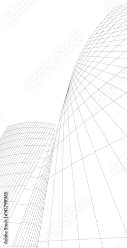 Abstract architectural drawing 3d illustration