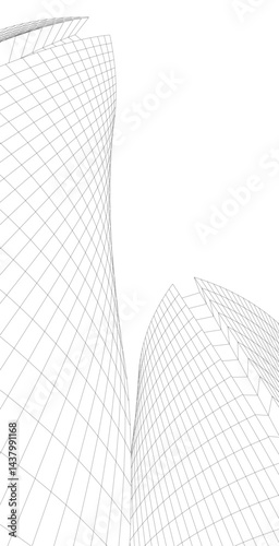 Abstract architectural drawing 3d illustration