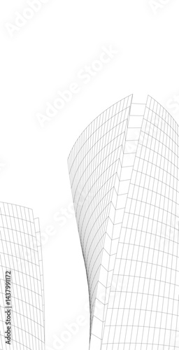 Abstract architectural drawing 3d illustration