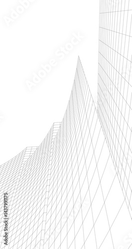 Abstract architectural drawing 3d illustration