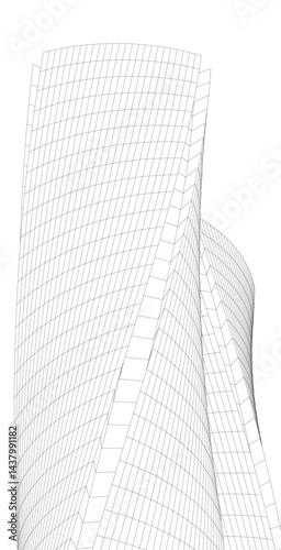 Abstract architectural drawing 3d illustration