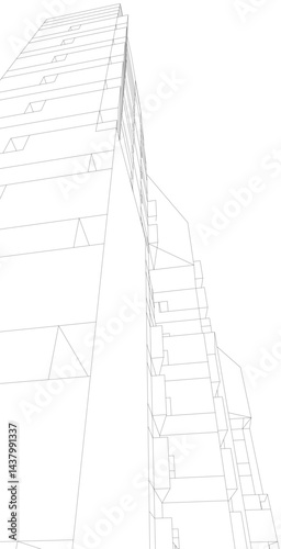 Abstract architectural drawing 3d illustration