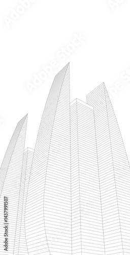 Abstract architectural drawing 3d illustration