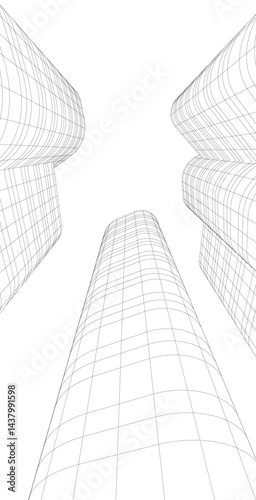 Abstract architectural drawing 3d illustration