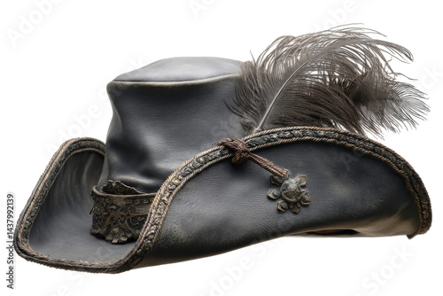 Feathered cavalier hat isolated on transparent PNG background