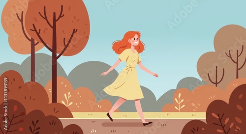 girl in park illustration