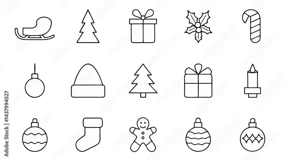 Naklejka premium set of christmas icon silhouette vector on tranparent background