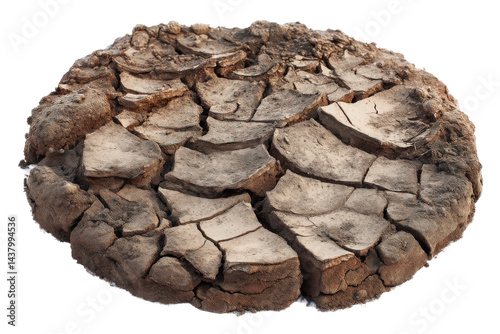 Cracked mud earth isolated on transparent PNG background